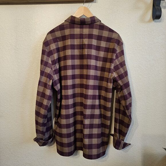 Lululemon Masons Peak Flannel Shirt Mens XL Tan/Maroon Plaid Long Sleeve - Picture 4 of 5